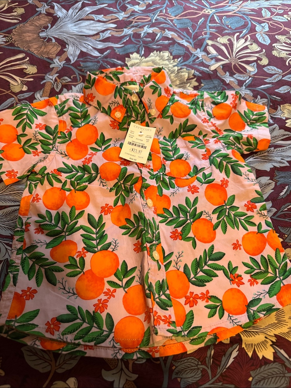 J. Crew Kids Orange & Pink Citrus Button-Down Shirt
